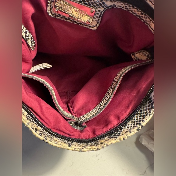 Nine West Snake Print Man Made Material Shoulder Bag, zipper and snap closure - Picture 10 of 14